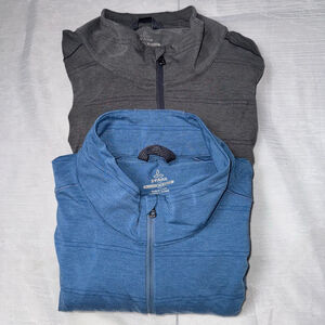 Men's prAna Lot of 2 pull over Watch tower 1/2 zip XXL Blue and Gray